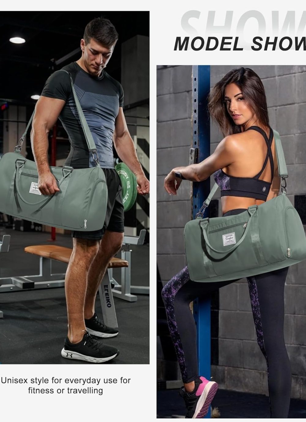 Gym Bag Womens,Travel Duffel Carry on Bag Sport Tote Bag Weekend Overnight Bag - Image 3