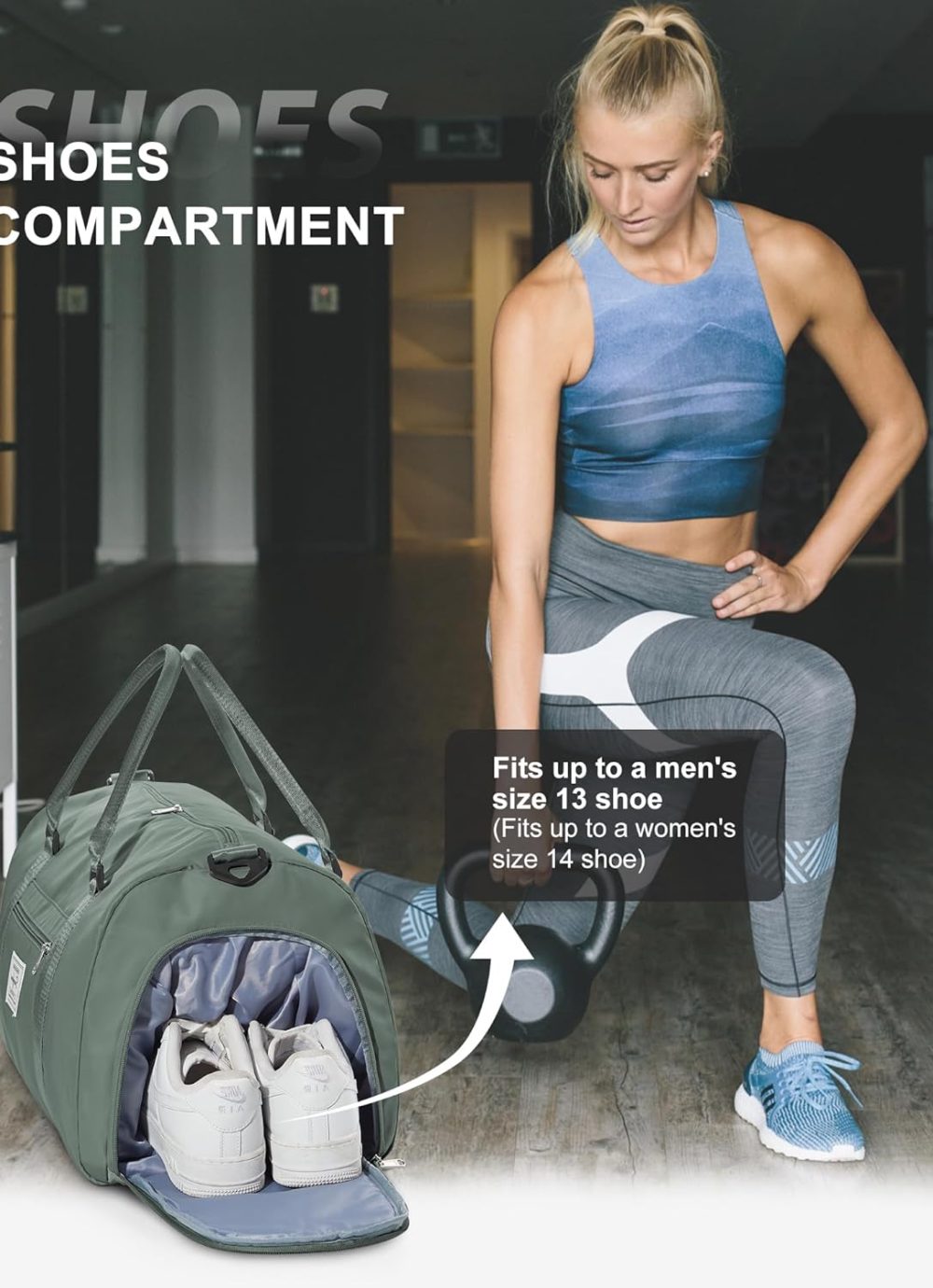 Gym Bag Womens,Travel Duffel Carry on Bag Sport Tote Bag Weekend Overnight Bag - Image 5