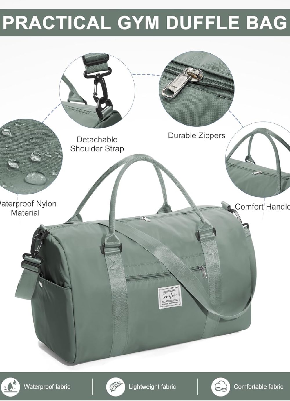 Gym Bag Womens,Travel Duffel Carry on Bag Sport Tote Bag Weekend Overnight Bag - Image 7