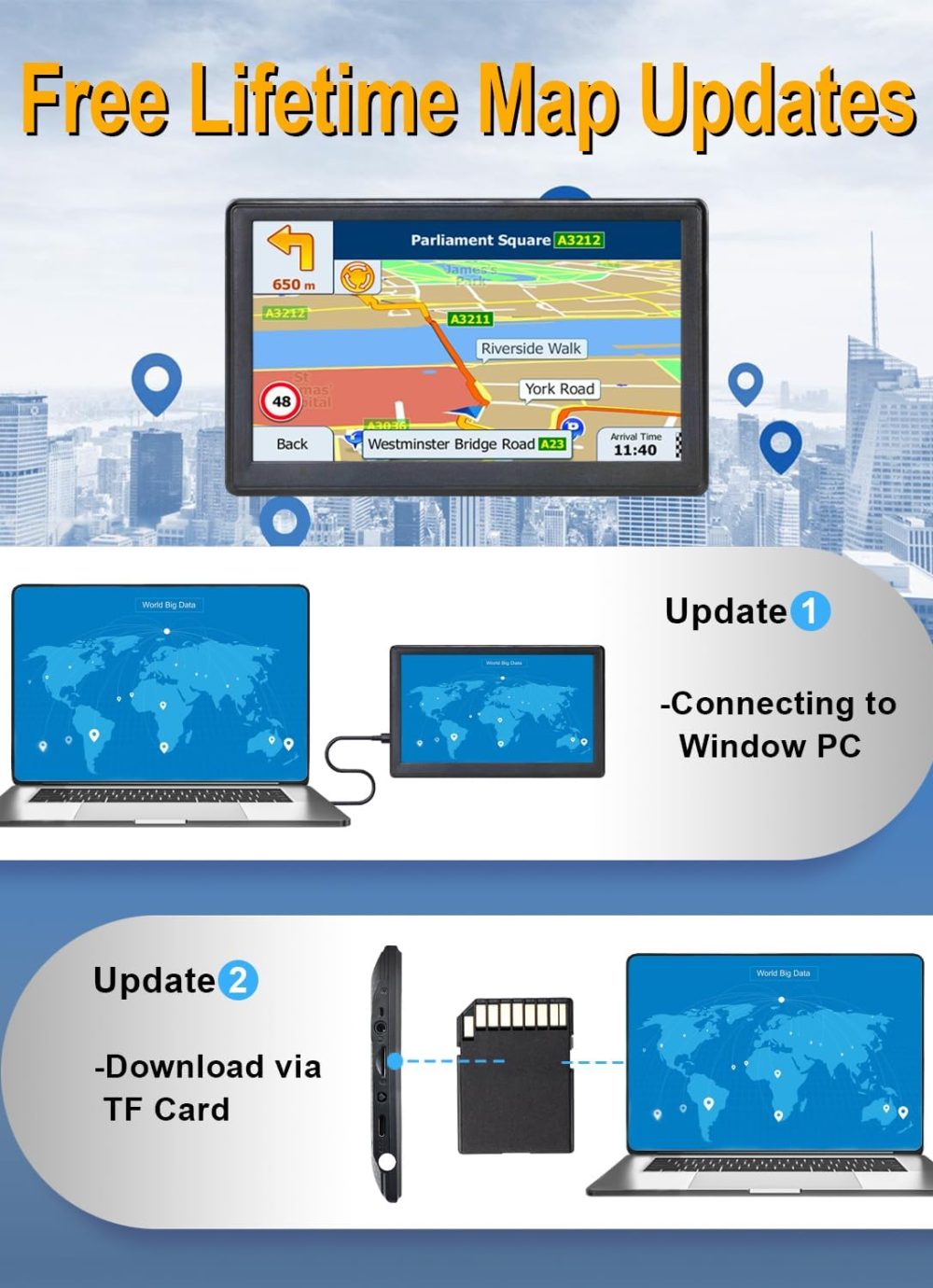 N700 GPS Navigator for Car Truck RV 2025,Truck GPS Commercial Drivers,Trucker GPS for semi Truck,Free Lifetime Maps Updates,7 inch Touchscreen,Custom Truck Routing,Driver Alerts - Image 2