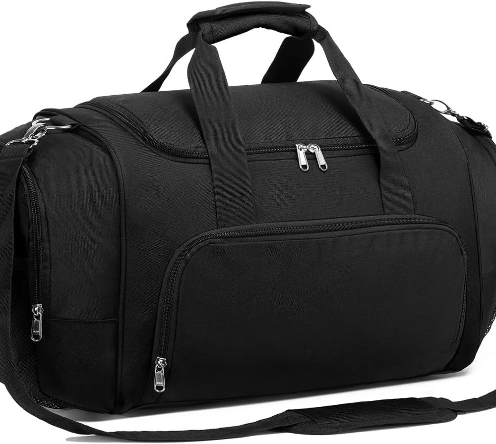 Duffle Bag for Travel - 40L/21 Inches Small Duffel Bag for Men Weekender Bag with Water Bottle Pocket for Travel Sports - Black